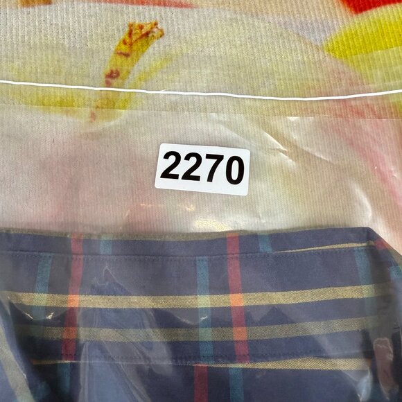 J.Crew Mens Large Navy Multicolor Plaid Button-Down Long-Sleeve Shirt - Picture 8 of 8